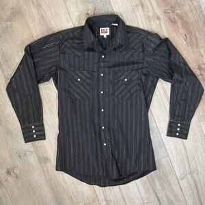 Vintage Western Pearl Snap Ely Cattleman Long Sleeve Shirt Mens 15 / 33